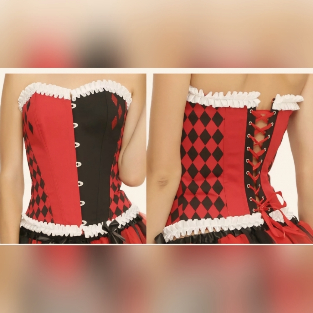 DC Harley Quinn Corset Cosplay Lingerie Sexy Lace-up L/XL Adjustable Size